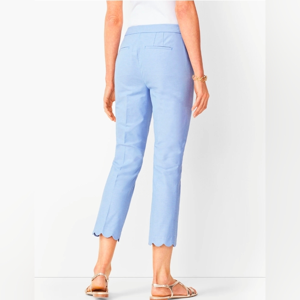 Talbot's Chatham Scallop-Hem Crops - Oxford Blue - Picture 2 of 9